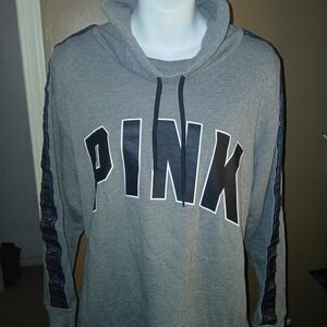 HTF PINK Victoria's Secret Cowl Neck Shimmer Rainbow Vinyl Sleeves